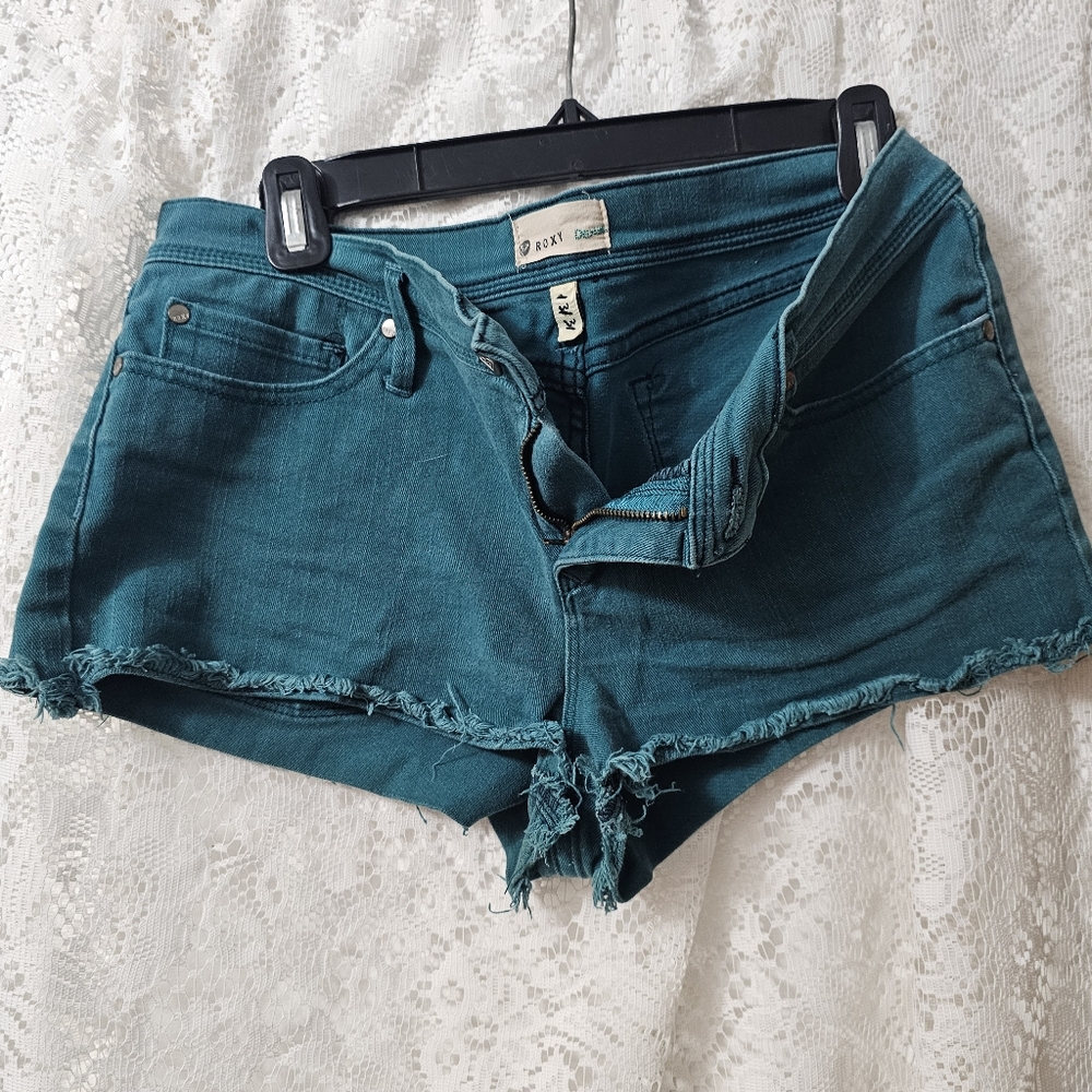 Teal Roxy Denim Jean Shorts